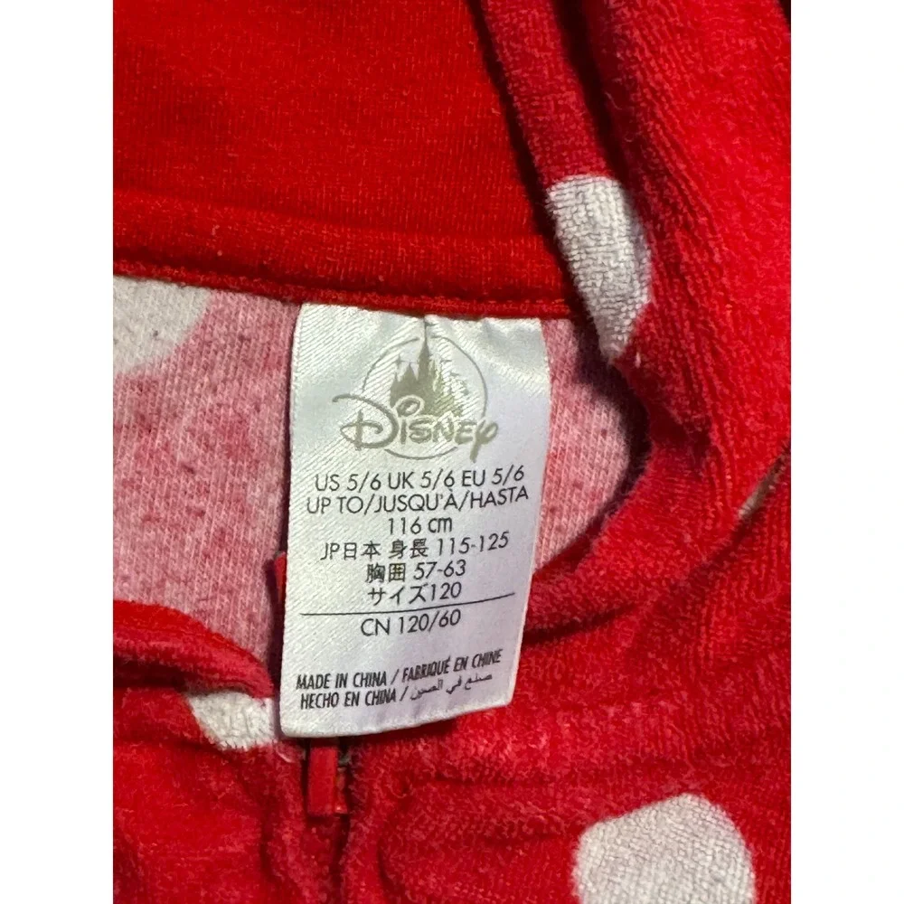 Disney Minnie Mouse Girls Red Polka Dot Hooded Swim Cover Up Robe Size 5/6